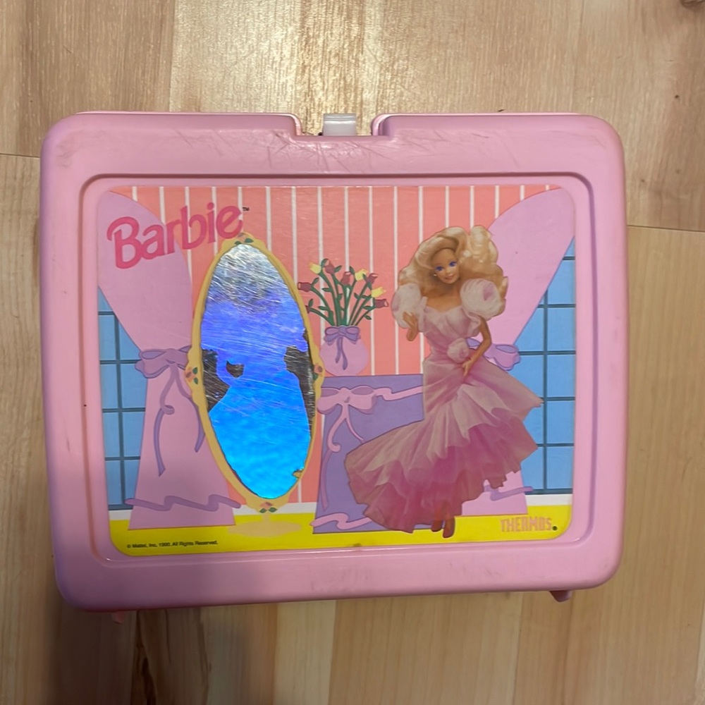 1990 Barbie plastic lunchbox, Thermos included, GUC
